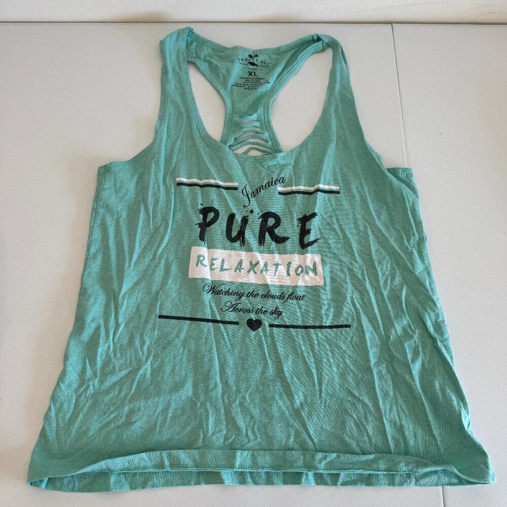 Groovy Bay Jamaica Graphic Racerback Tank | Cutout Back | Size XL